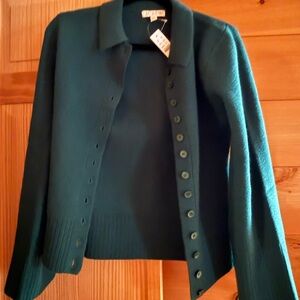 J. Crew Green Cardigan Sweater lambswool